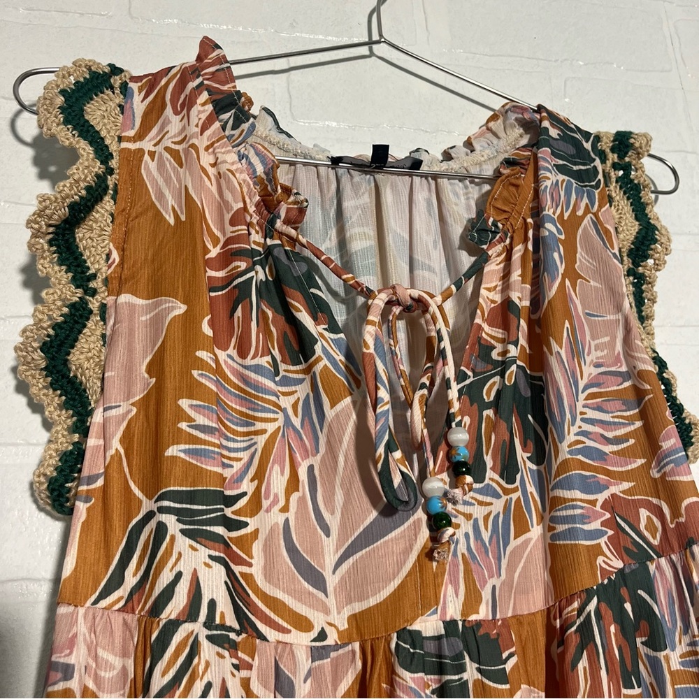 Jacquie the Label Womens Maxi Dress Long Palm Designs Tropical Print Medium - Picture 6 of 8